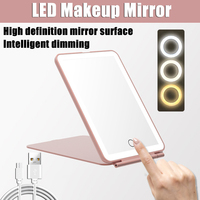 E2 LED Cosmetic Mirror Folding With Battery Usb Rechargeable Touch Screen Makeup Mirror With Led Lights Foldable Compact Mirror