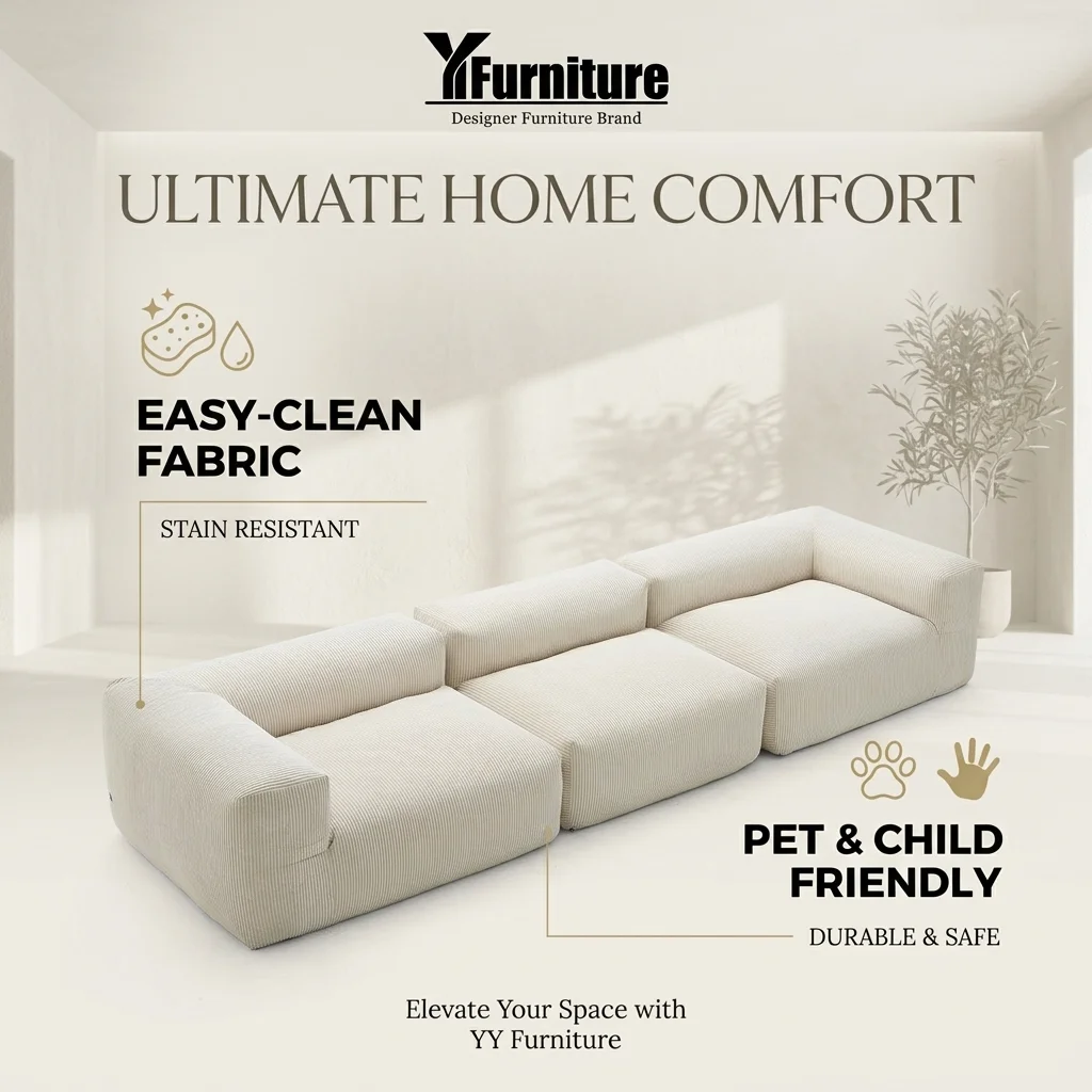 Hot Sale Cloud Modular Sectional Sofa Vacuum Compression L-Shape Eco-Friendly Removable Cover Sofa Pet Friendly Apartment Villa