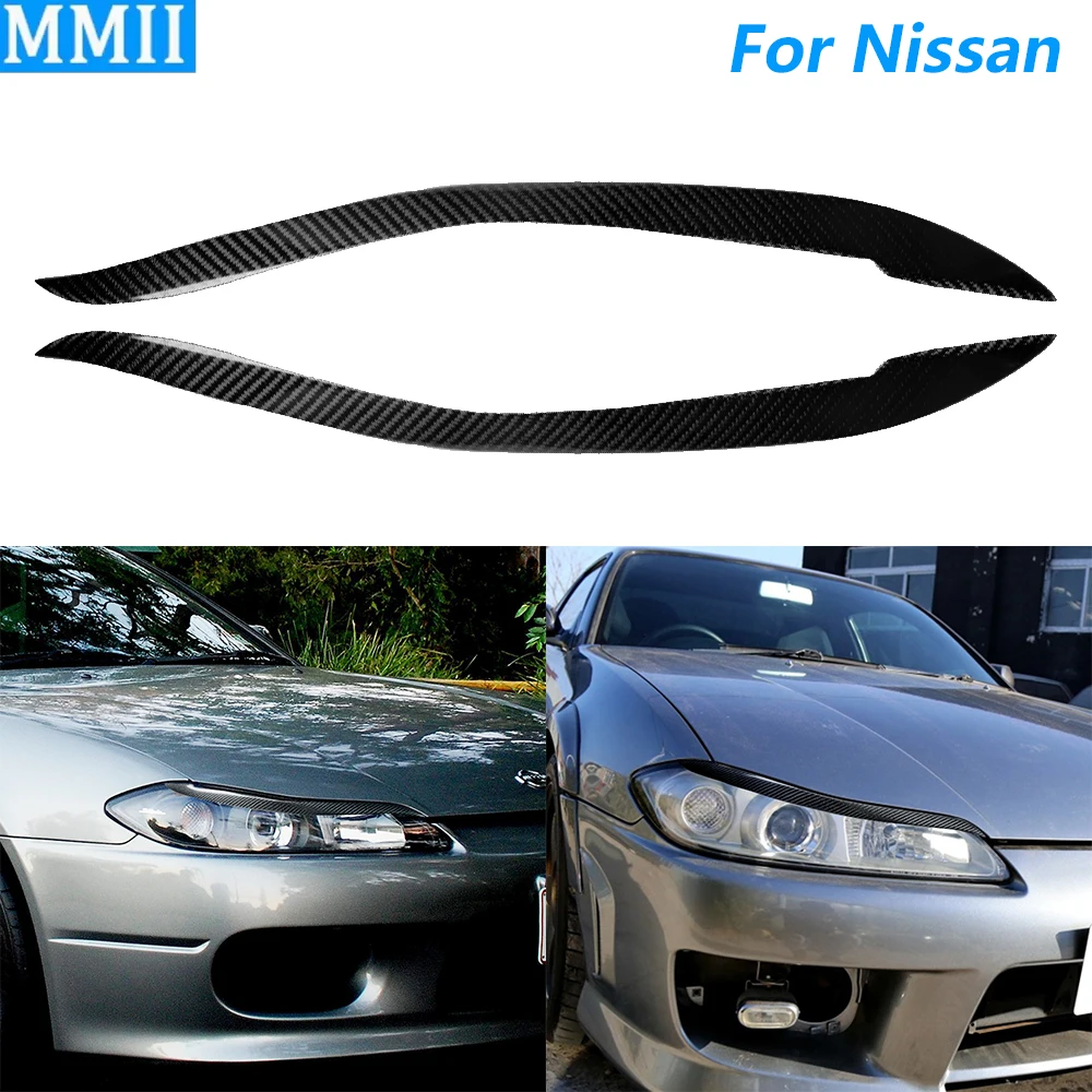 

Для Nissan 200SX S15 1999-2002 настоящая сухая передняя фара из углеродного волокна, крышка для век, отделка панели, автомобильные аксессуары, украшение