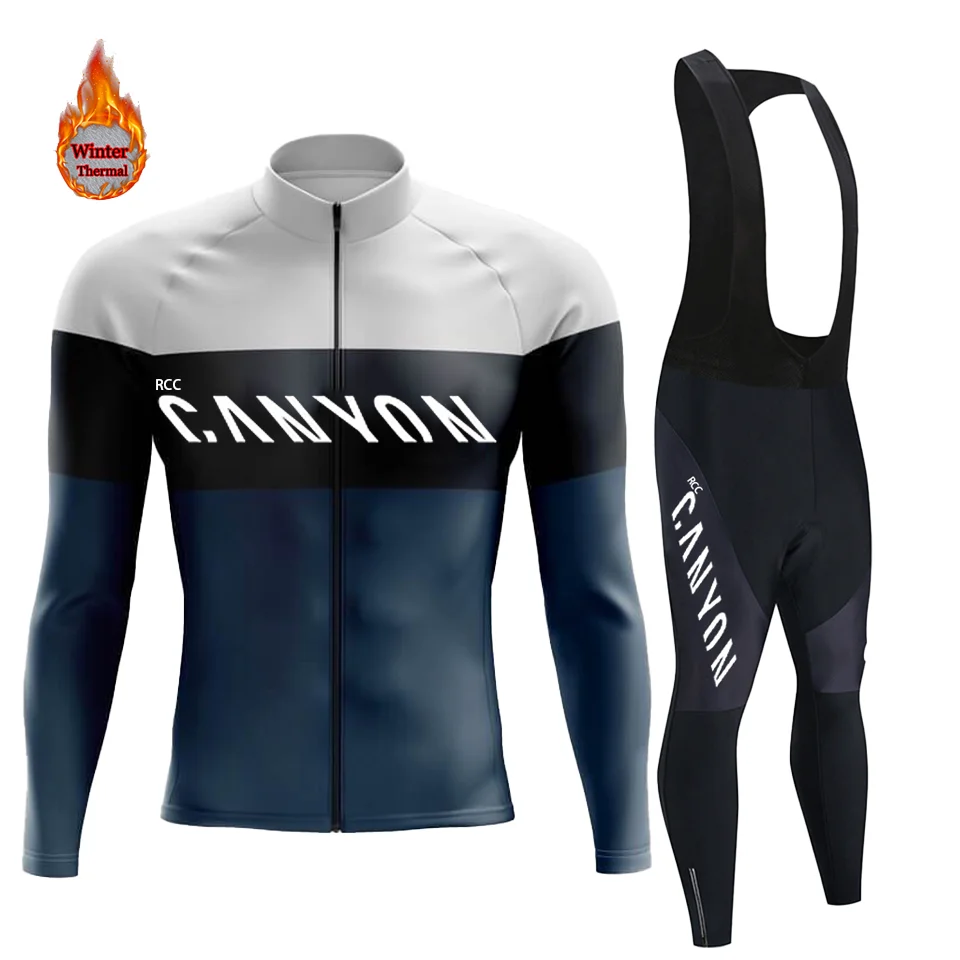 2025 RCC CANYON Winter Thermal Fleece Cycling Jersey Set Racing Bike Suit Mountian Bicycle Clothing Ropa Maillot Ciclismo Hombre