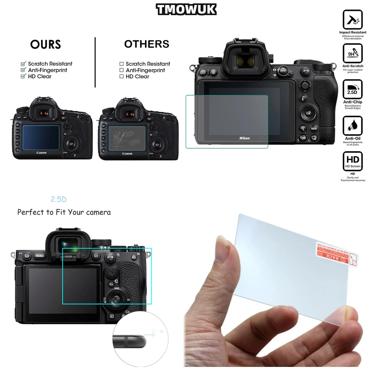 

For A7RII A7RIII A7R4 A7R4A A7SMII A7RMII A7MII A7MIII HD Clear 9H Hardness Tempered Glass Screen Protector LCD Film Anti - Scra