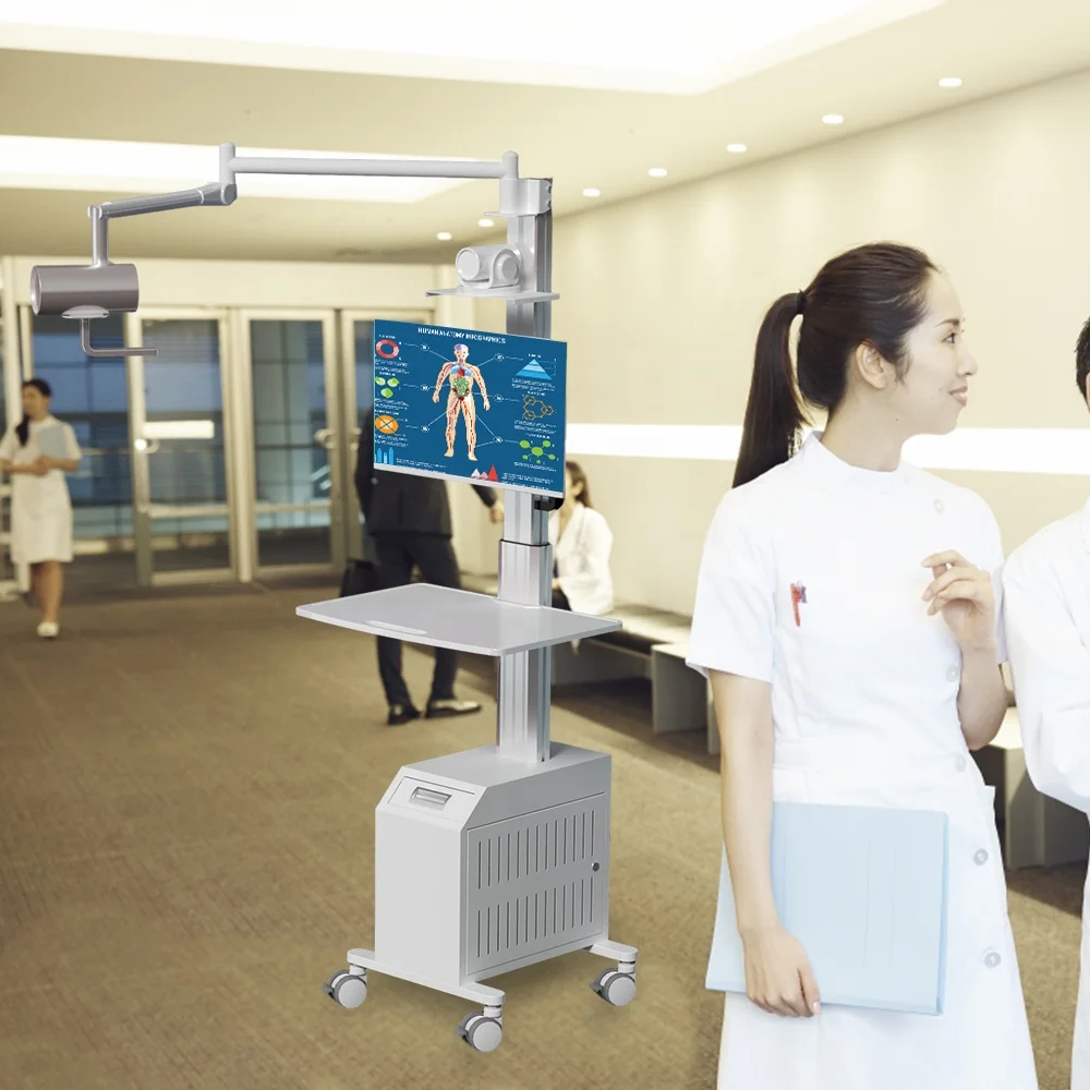 Customizable Telemedicine Hospital Trolley Medical Cart With Camera Bracket Remote Teaching Display Computer Trolley With Arm
