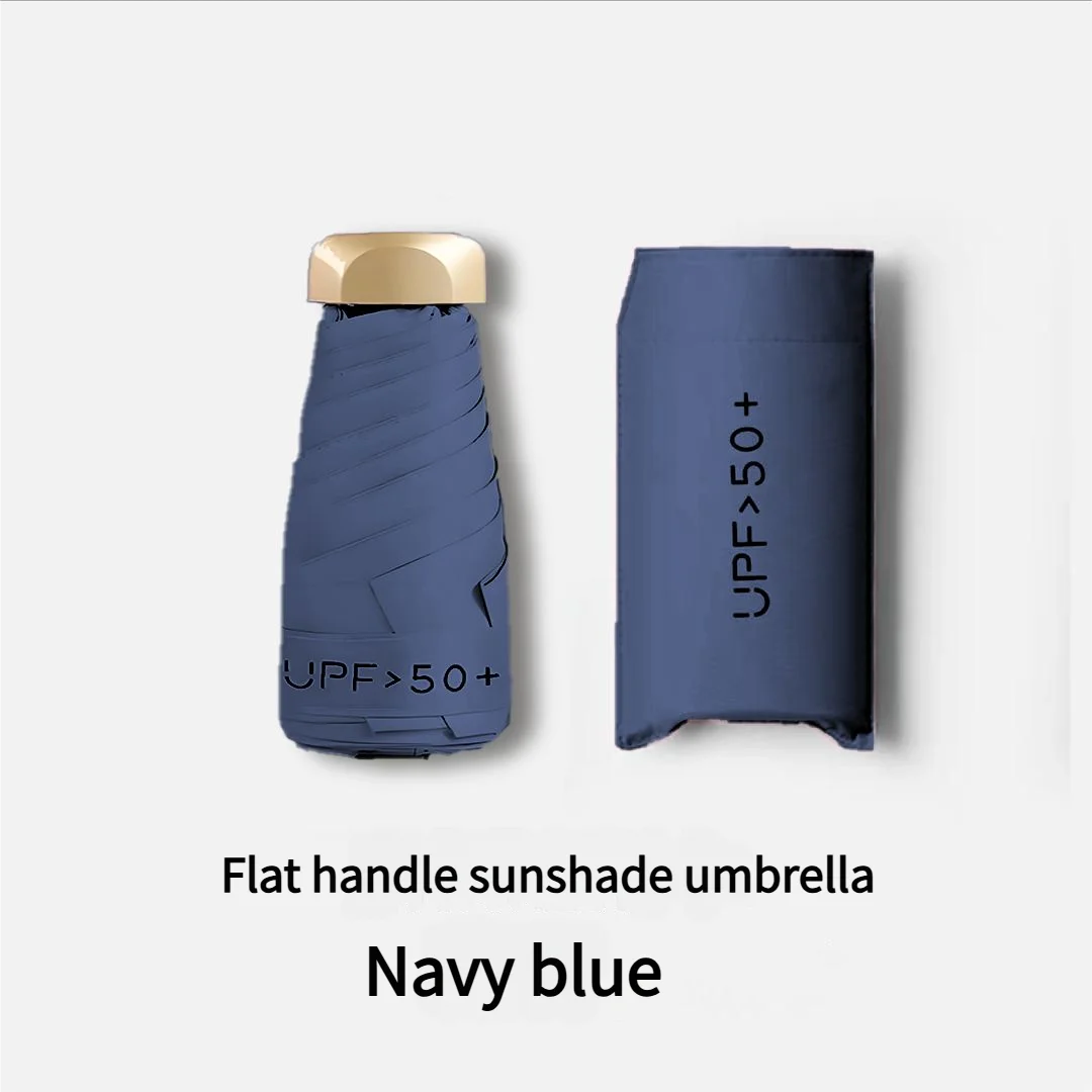 Ultraleichter kleiner Mini-Regenschirm für Damen mit fünf Falten, sonnenfest, sonnenfest, Anti-UV-Sonnenschutz, Regenschirm mit doppeltem Verwendungszweck, dicker schwarzer Klebetasche, S