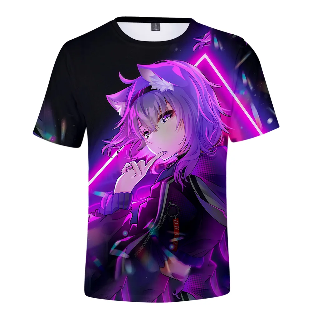 

HOLOLIVE VTuber Nekomata Okayu 3D Printed Spring Summer Preppy Men/Women Street Clothes T-shirt Streetwear Kawaii style