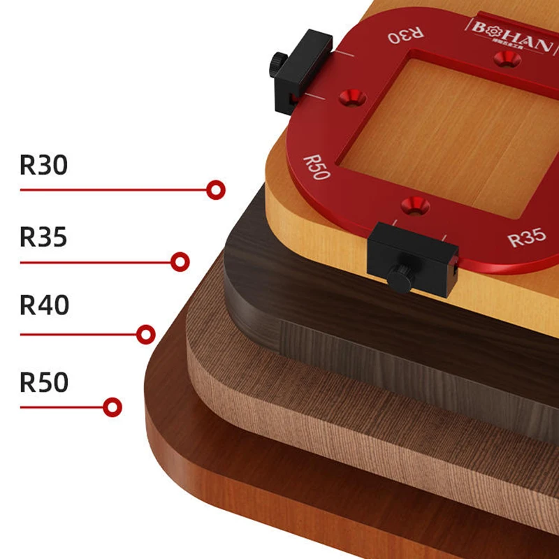 4 in 1 Arc Angle Positioning Template,Router Templates R10-R50 Woodworking Radius Jig Corner Radius,Reusable Positioning Tools