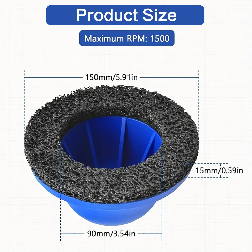 أداة طحن العجلات 150 مم، أداة تنظيف أقراص الفرامل، قضيب توصيل 1/2 بوصة، لطحن الصفائح المعدنية للسيارات، إزالة الصدأ، إزالة الطلاء، التلميع، إزالة النتوءات