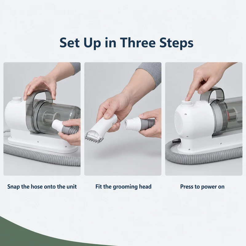 Pet Hair Care Device 2.5L Large-capacity Dust Cup 12pcs Set with 6 Limited-Position Combs Low-Noise Operation