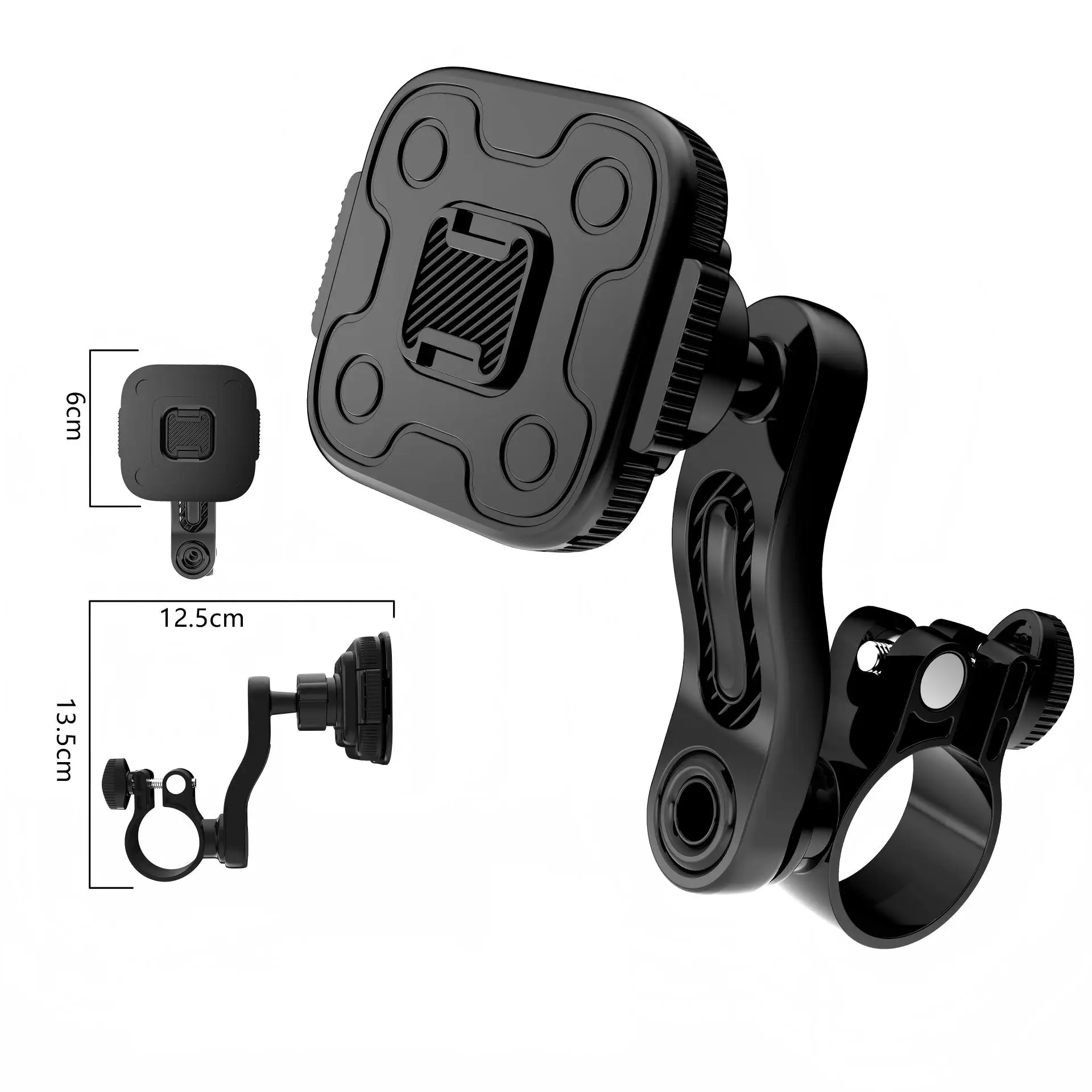 Motorcycle Bike Phone Holder Snap-on Automatic Magnetic Phone Mount Bike Handlebar 360° Rotatable Navigation Support