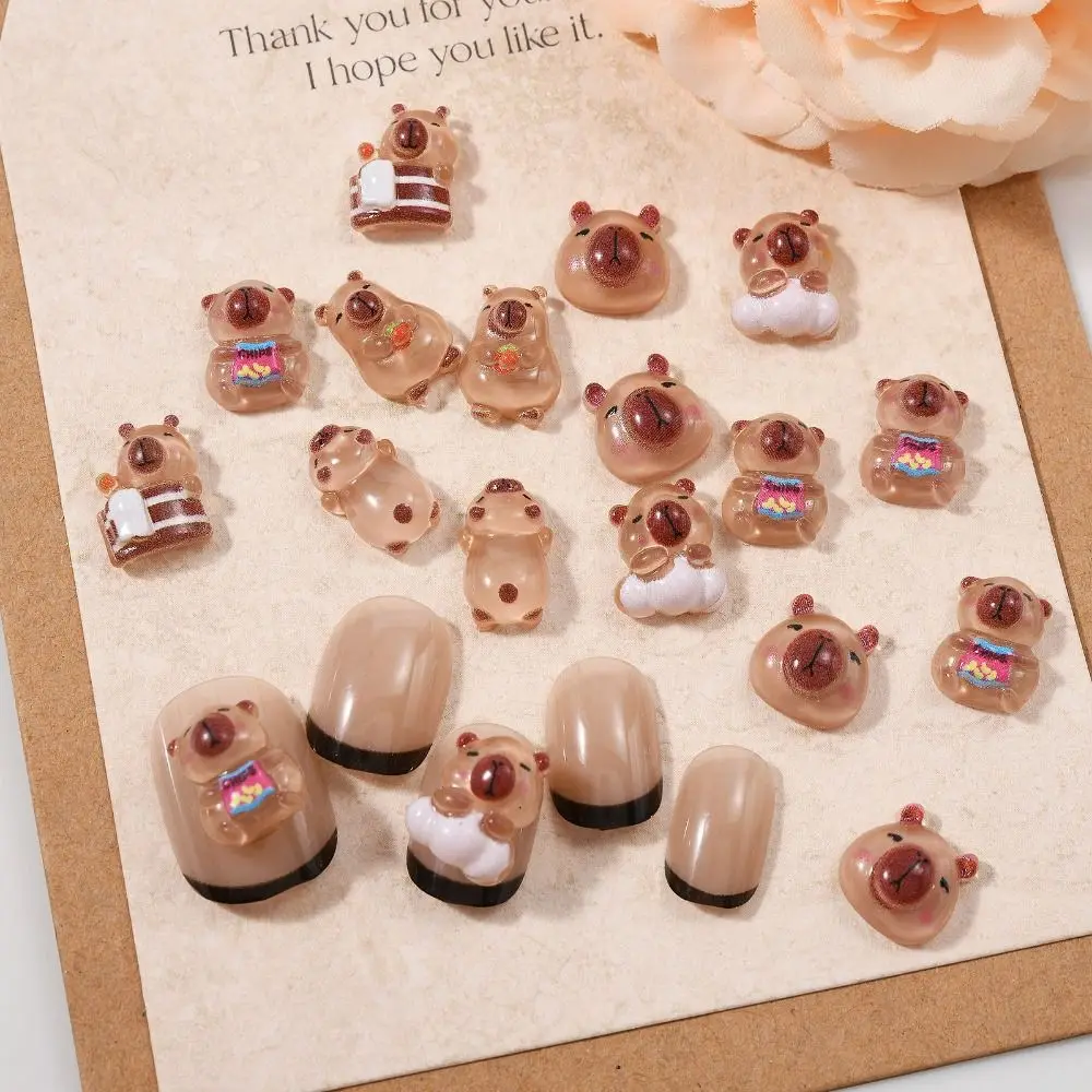 

20pcs Cute Cartoon Nail Art Decoration Capibala Fashion Nails Accessories Exquisite Mini Pufferfish Manicure Resin Charms Girls
