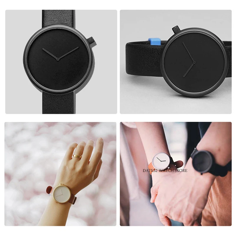 Minimalist Unisex Watch for Men Women Couple Simple Style Unique Dial Quartz Wristwatch Male Female Concept Pointer Wrist Clock