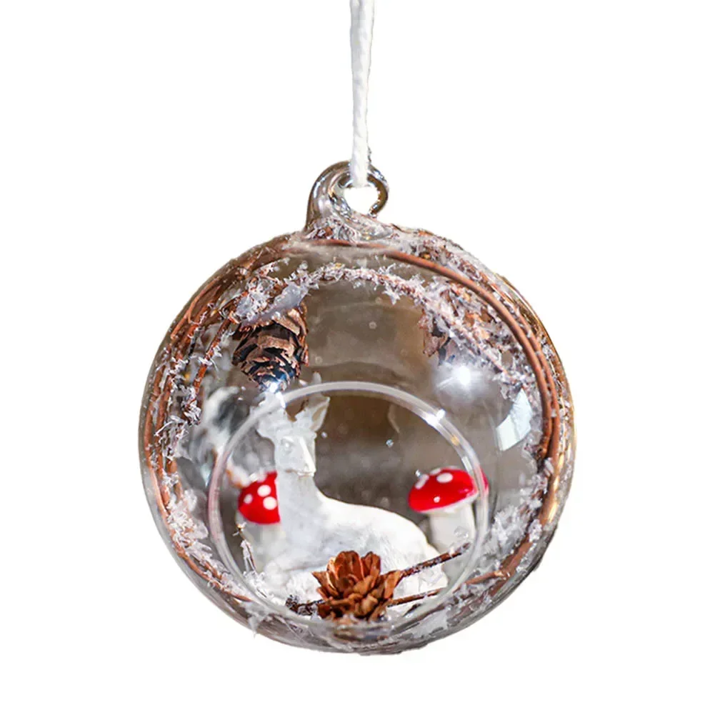 1pcs Glass Christmas Balls Transparent Small Pendant Scene Ball Christmas Tree Hanging Ball Bauble Ornament Edding Party Decor