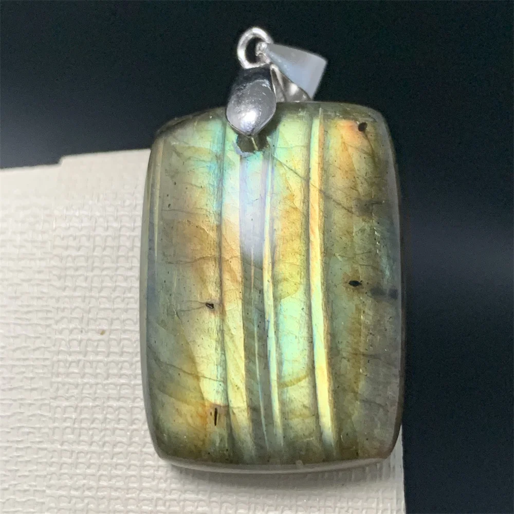 Natural Yellow Pink Light Labradorite Waterdrop Pendants for Women Colorful Rainbow Light Labrador Stones Necklaces 925 Silver 6