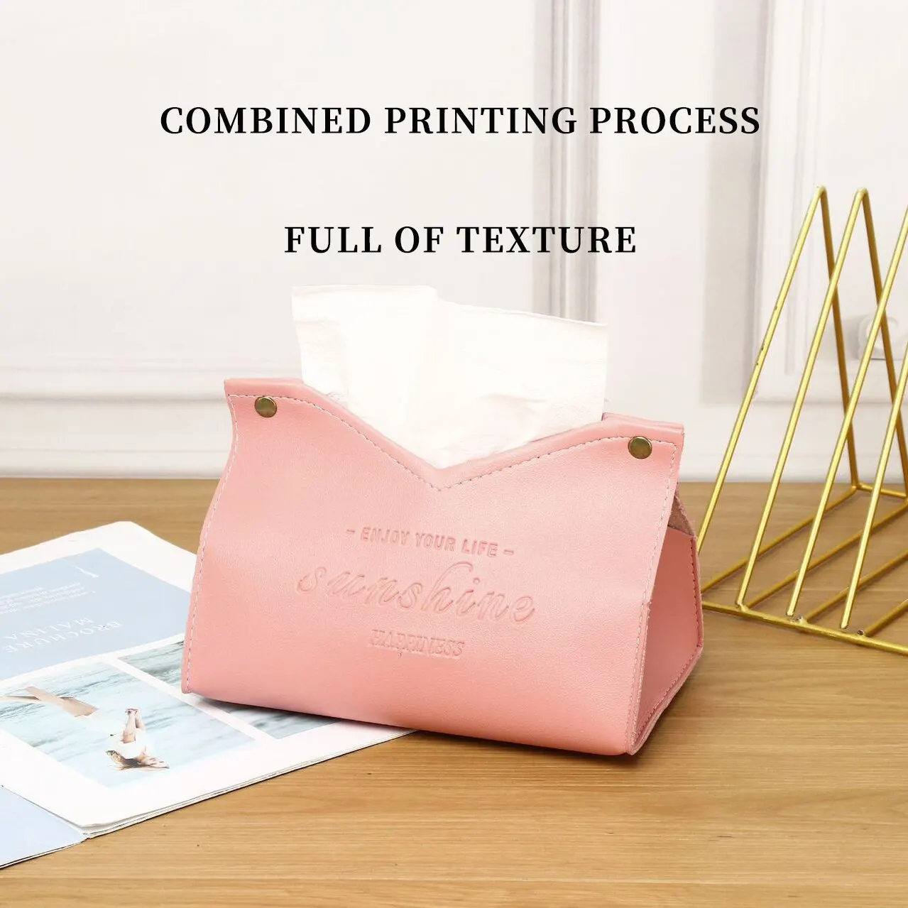 Leather Tissue Box Home Living Room Hotel Bedroom Creative Minimalist Fashionable Printing Paper Drawer