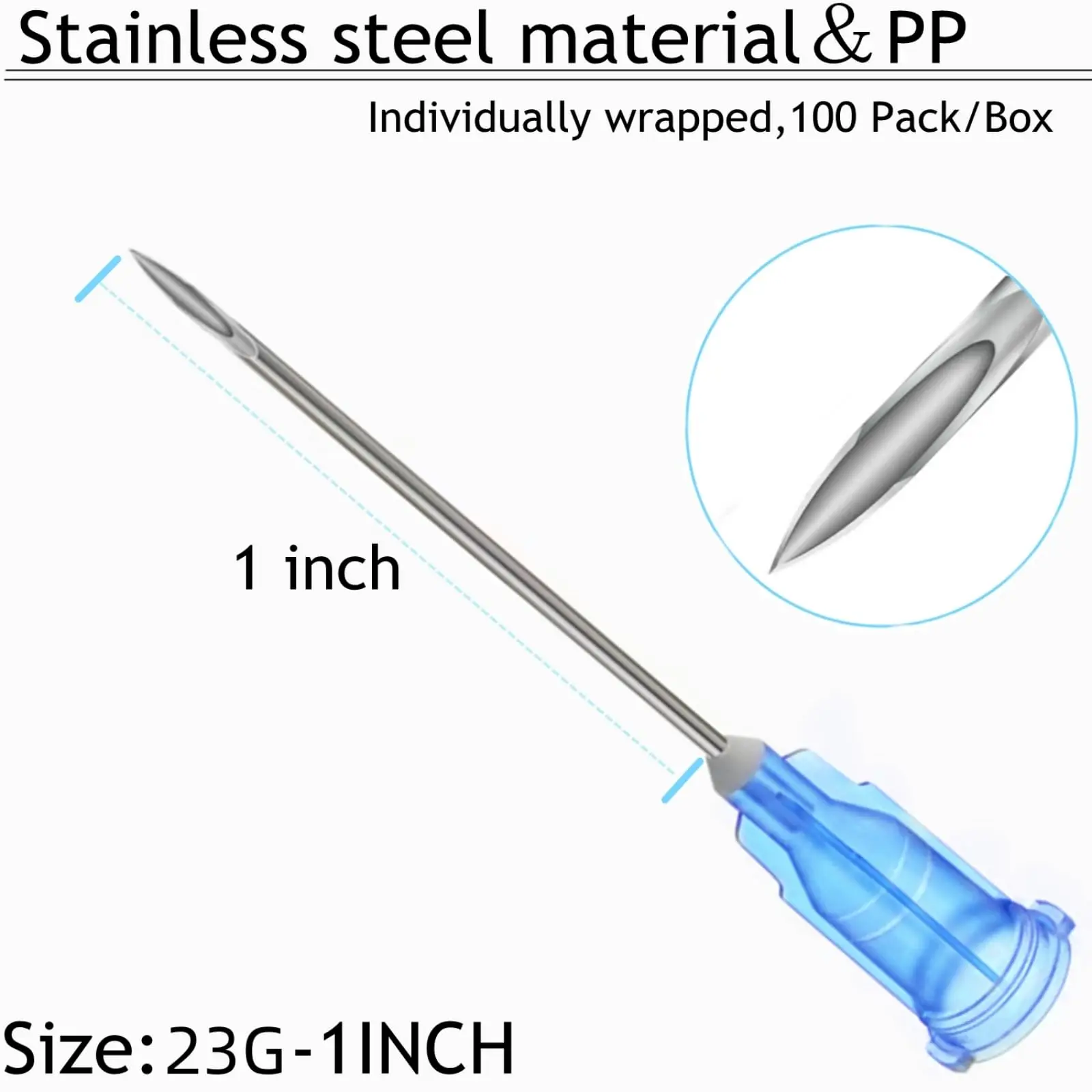 100 SZTUK Jednorazowych Strzykawek Luer Lock 3ml/cc z Igłą 23G 1 cal Sterylnych Pakowanych Pojedynczo dla Zwierząt Domowych i Rolniczych