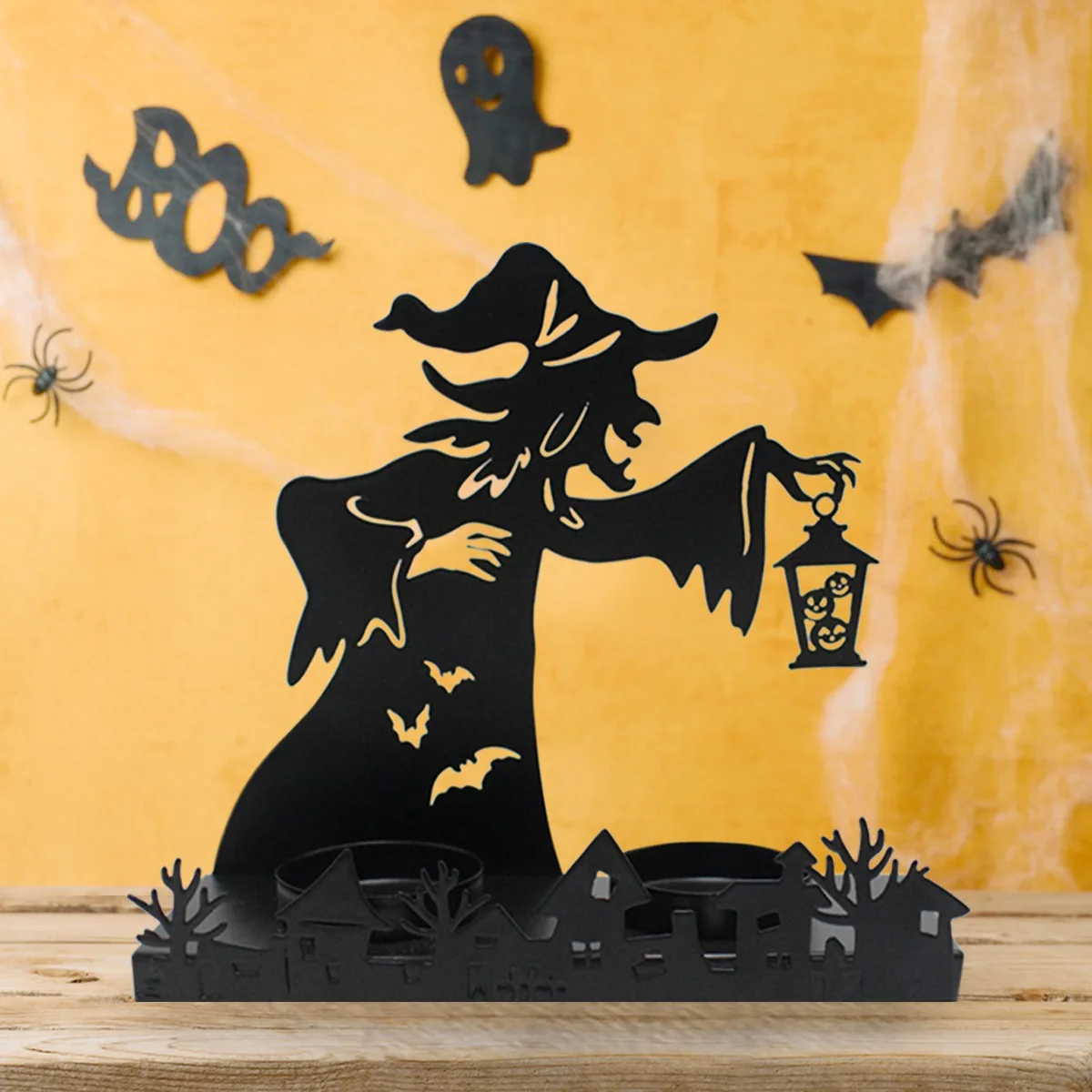

‌Iron Witch Lantern Candle Holder - Gothic Halloween Decor for Home & Office