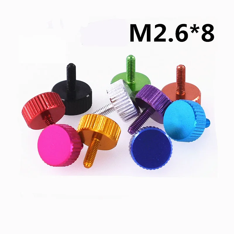 1/5/10Pcs M2.5x8mm M2.6x8mm Colourful 6061 Aluminum Alloy Flat Head Straight grai Hand Thumb Screw Anodised For Computer Case