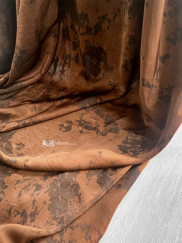 Brown Brown Polyester Fabric Tie Dye Diy Bag Jacket Clothing Cloth Diy Apparel Sewing Fabrics By The Meter Material