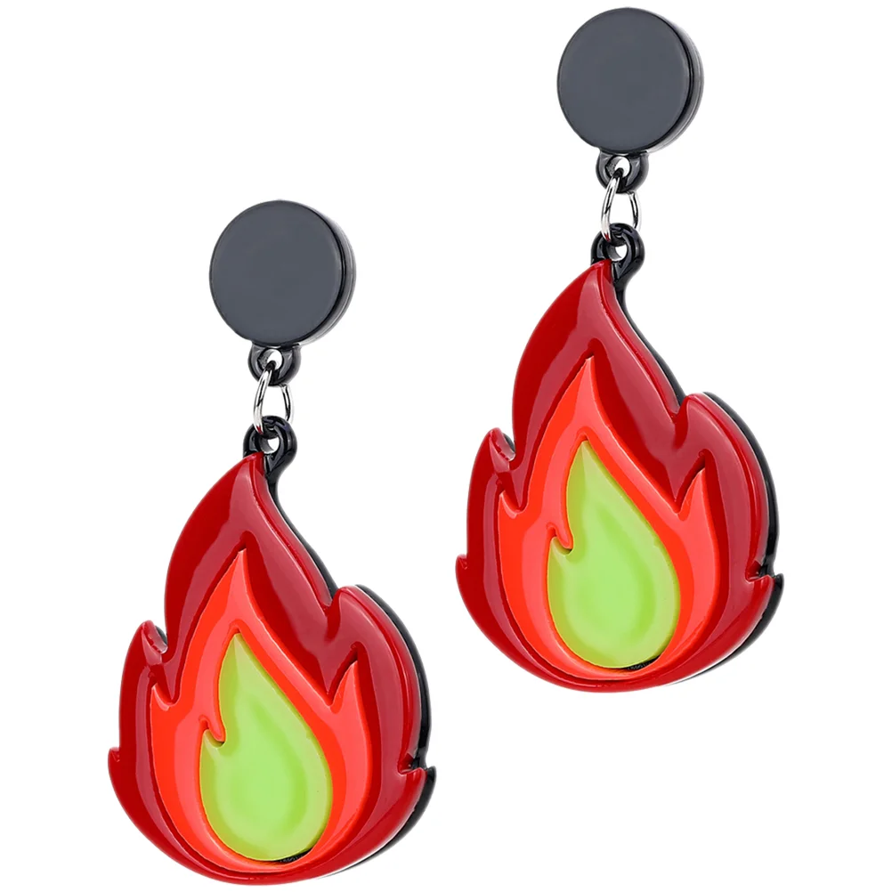 Stud Earrings Flame Funky Drop European and American Aesthetic for Teen Girls Unique Miss