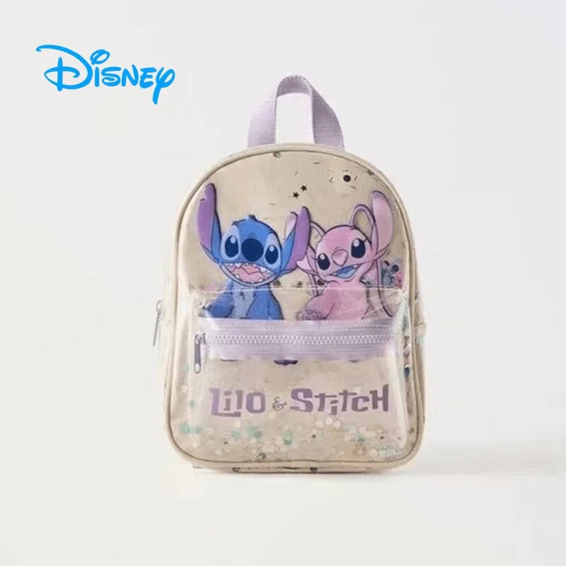 Disney Stitch Student Backpack Cute Anime Cartoon Child Fashion Go Out Travel New Pattern Quicksand Shoulders Bag Holiday Gifts