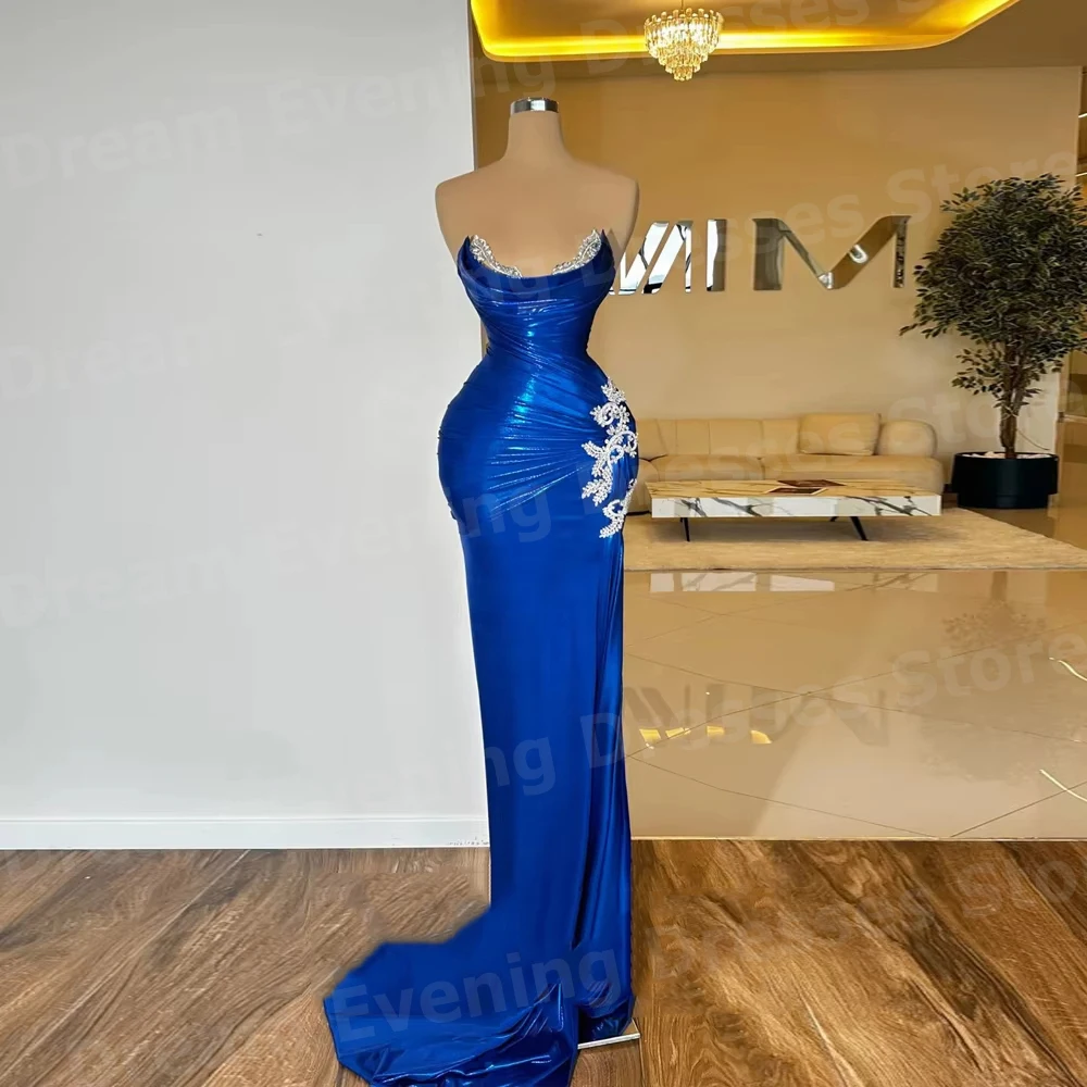 

Elegant Mermaid Women's Evening Dresses Customized Sleeveless Beaded Prom Gowns Formal Occasion Vestidos Para Mujer Elegantes