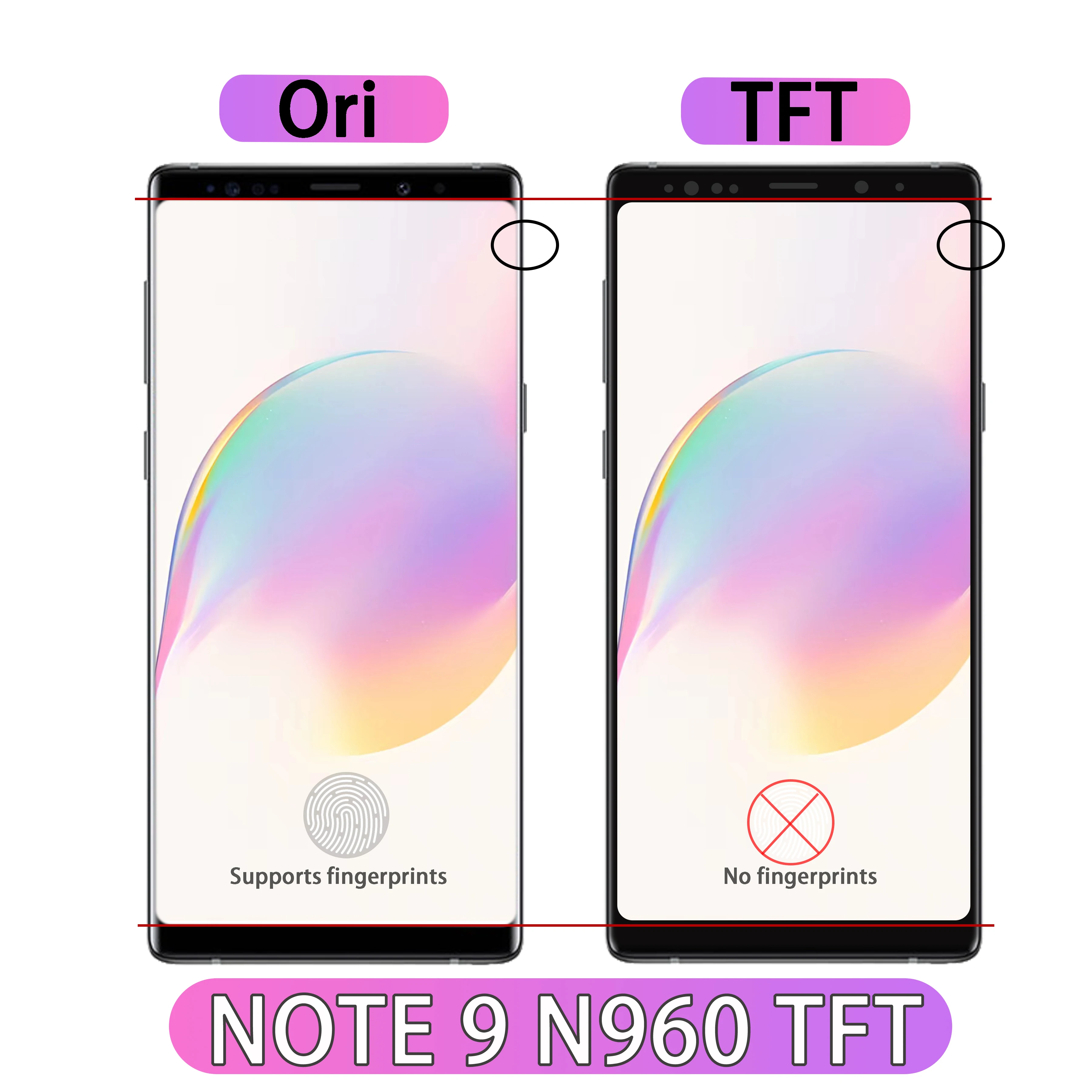 100% Work TFT For Samsung Galaxy Note 9  Screen Lcd N960F N960 SM-N960F/DS N960n Display Touch Screen Digitizer No Fingerprints