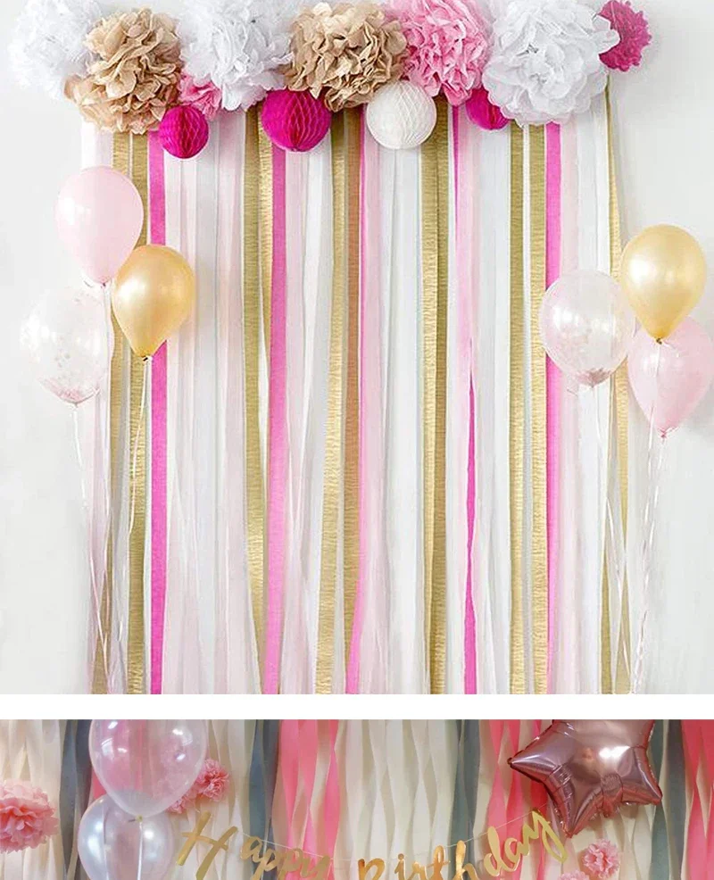 3/6 Rollen 492ft Bunte Krepp-Papierstreifen für Geburtstagsfeiern, Babypartys, Hochzeitsdekoration, Papiergirlanden-Deko – Detail 23