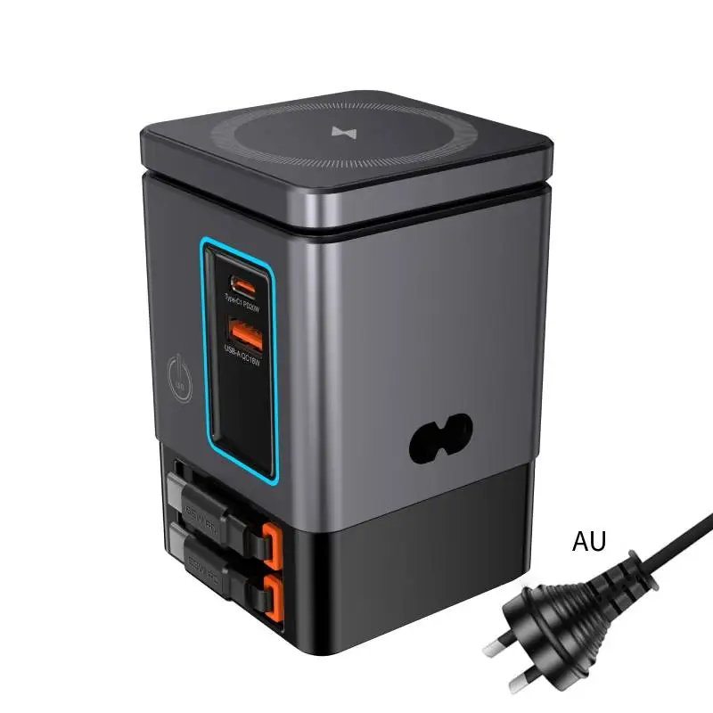 ILEPO 6-in-1-Ladestation mit einziehbarem USB-C-Kabel, Power Combo Tower 105 W, für mehrere Geräte, Schnellladegerät für iPhone Airpod 3