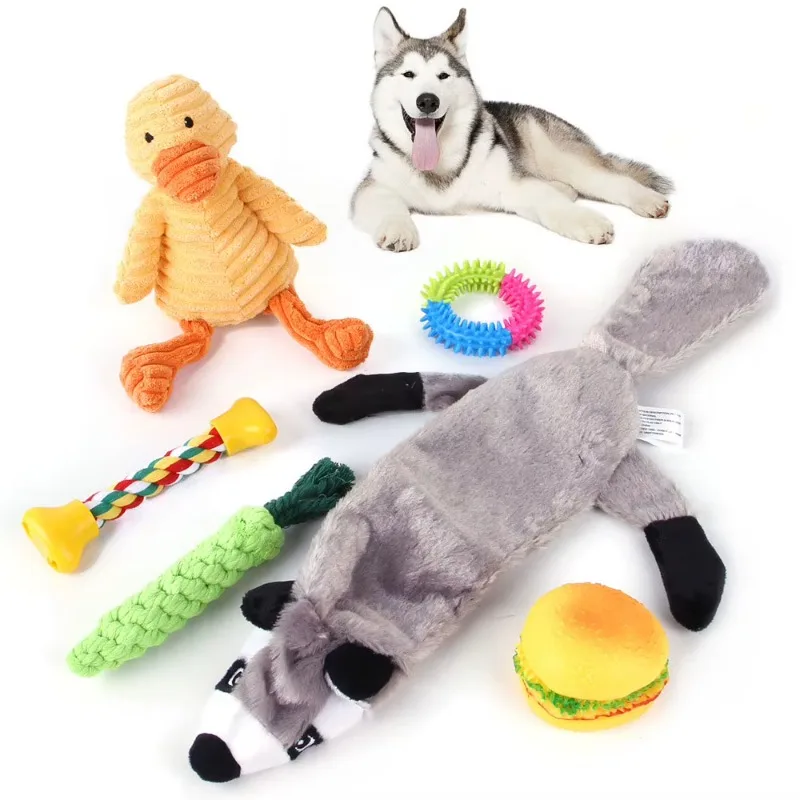 Wholesale Custom Pet Dog Toys Set Soft Luxury Durable Interactive Squeaky Rope Plush Pet Dog Chew Toys for Dogs