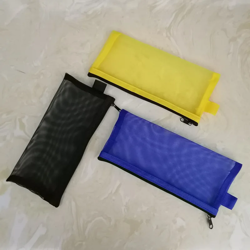 Transparent Mesh Stationery Bag Plastic Document Pouch, Student Pencil Case Bill Receipt File Bag For Office School Supplies