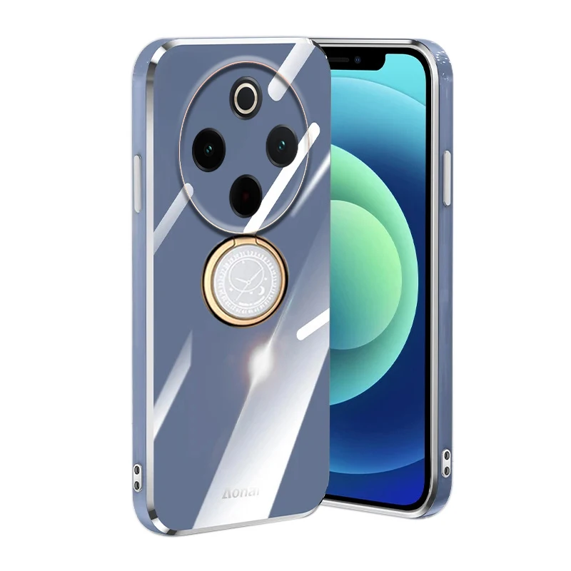 

Plating Metal Ring Holder for IQOO Z10 5G Z9 Turbo Phone Case For IQOO Neo 10 China Z9 Turbo Z10 Back Cover