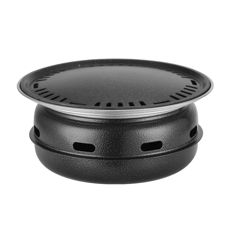 Stainless steel commercial Korean stove, outdoor portable BBQ grill, charcoal grill pan, round grill rack