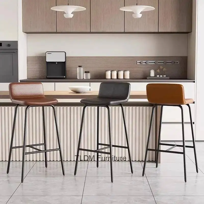 Leather Balcony Bar Stools Ergonomic Vanity Computer Beach Bar Chairs Living Room Nordic Minimalist Chaise De Home Furniture