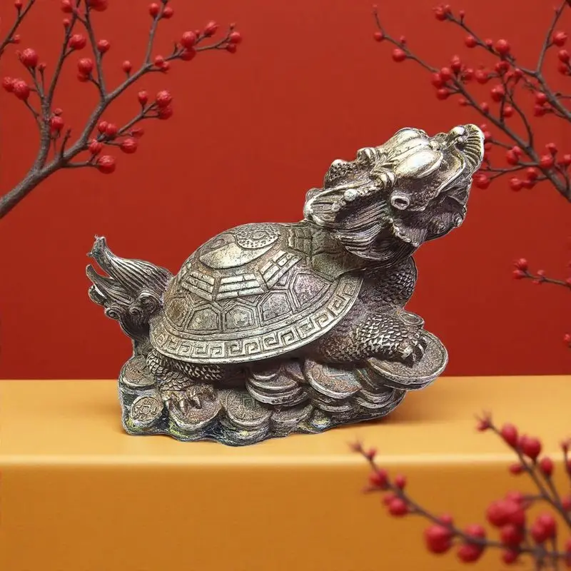 Bronze Ruyi Bagua Dragon Turtle Office and Home Decorative Item