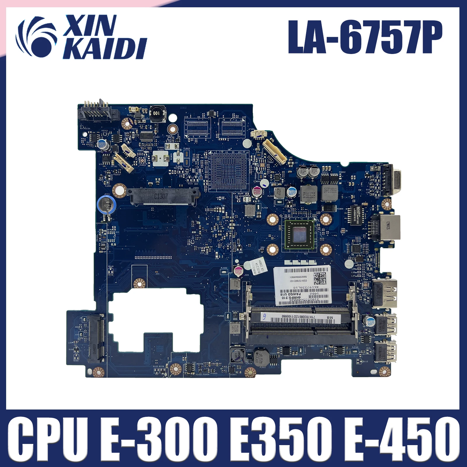 

Laptop with EME450 E-300 cpu LA-6757P Without HDMI DDR3 motherboard For Lenovo Ideapad G575 Mainboard