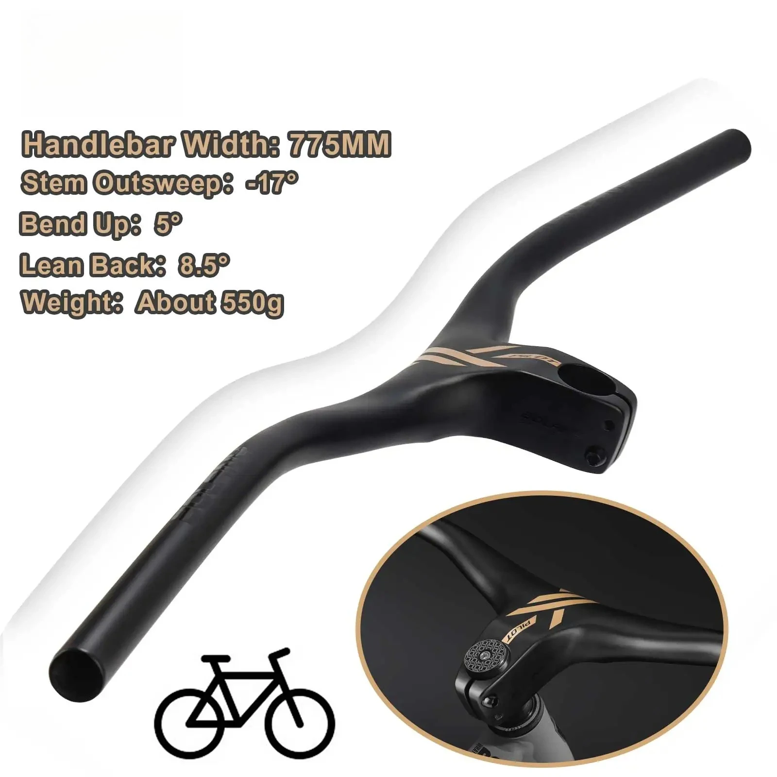 

Mtb Handlebars Integrated Handlebar For Mountain Bike 775mm Reduce Resistance Aluminum Alloy Bike Handlebar 28.6mm