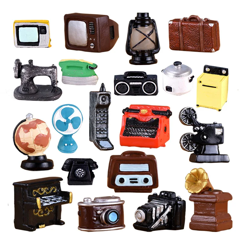 Radio rétro, caméra TV, enregistreur, gramophone, miniatures d'appareils électroménagers, ornement de salon, décoration de maison de poupée, accessoire de bricolage 1