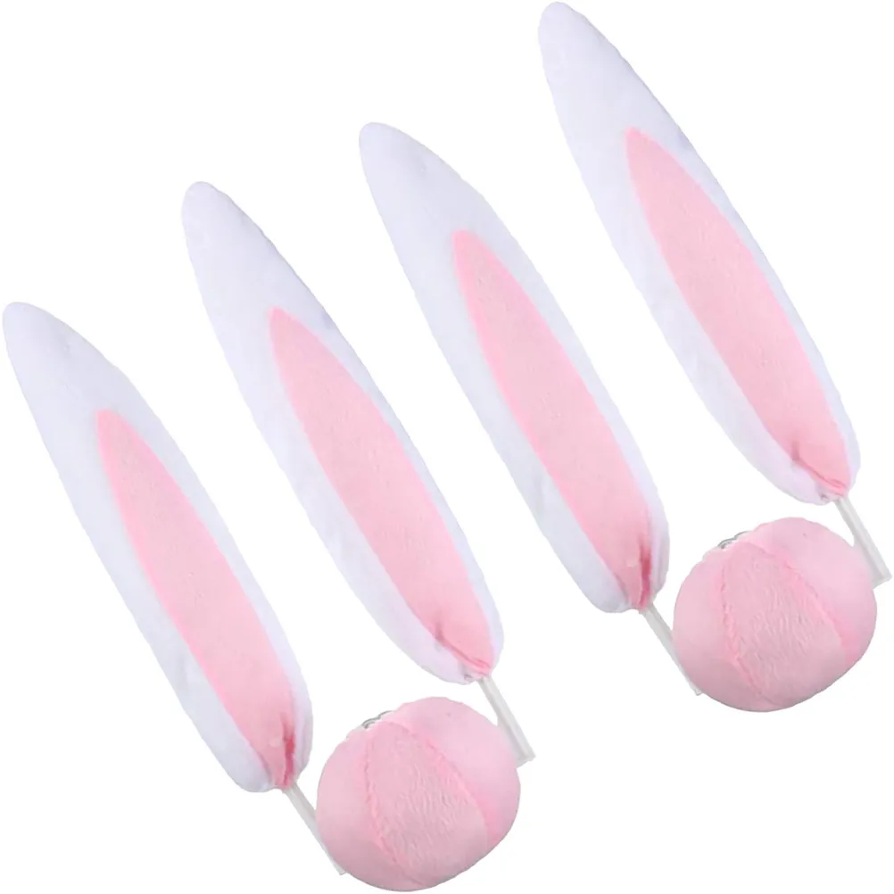 2 ensembles d'ornements d'oreilles de lapin pour voiture, décoration créative pour véhicule, cadeau du Nouvel An, décoration d'oreilles de lapin de dessin animé, ornement de voiture