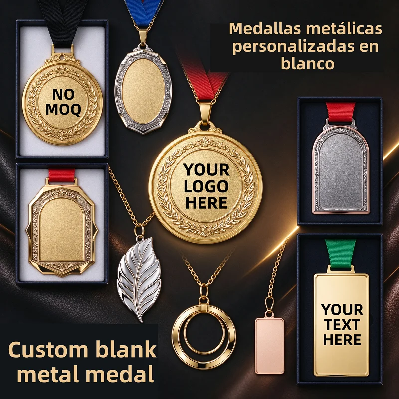 Custom Personalized Metal Medals With Custom Shape Plating Color And Ribbon For Wholesale Design Your Blank Zinc Alloy 3D Award