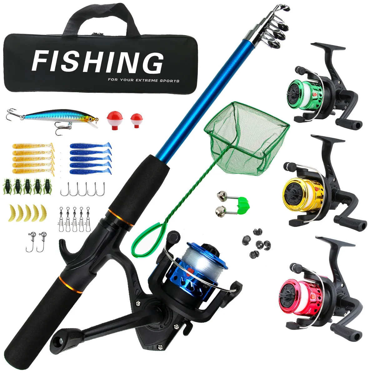

All for Fishing Tackle Full Set Fishing Rod Pole Tools Fish Lure Reel Accessories Telescopic Equipment Articles Lures Rods Bait