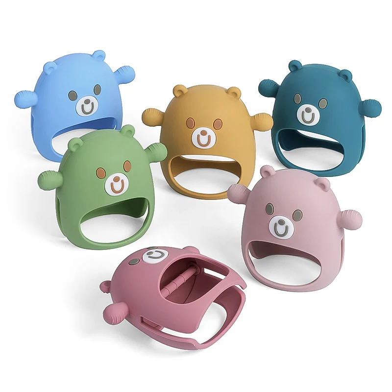 

TYRY.HU Baby Teether Gloves Kids Cartoon Bear Teething Silicone Dental Care Gums Anti-eating Hand ​Molar Stick ​Baby Accessorie