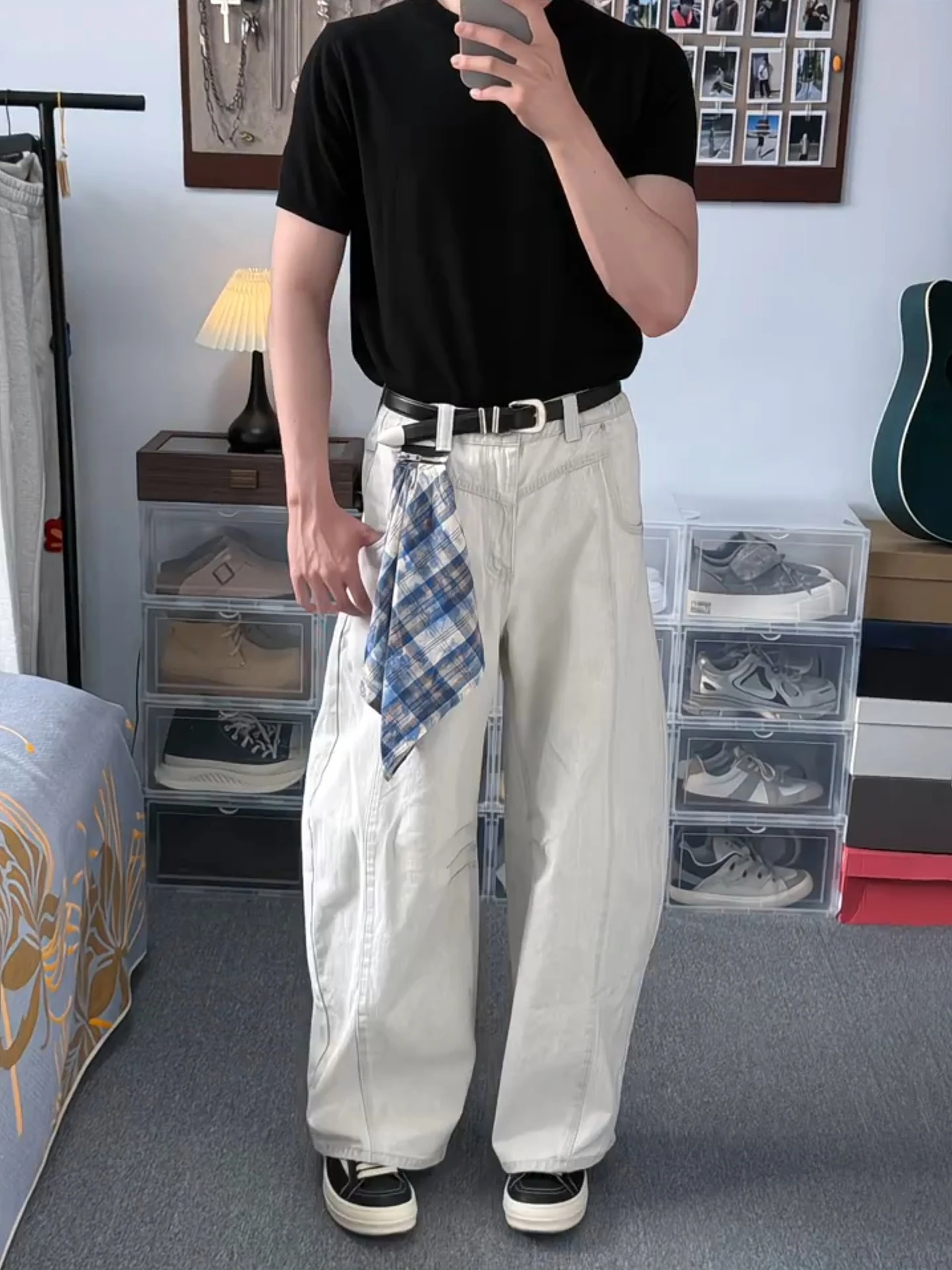 

Slim Fit Distressed Denim Jeans Men's Summer Thin Design Wide Leg Pants High Street Vibe Knife Casual Straight Leg Jeans