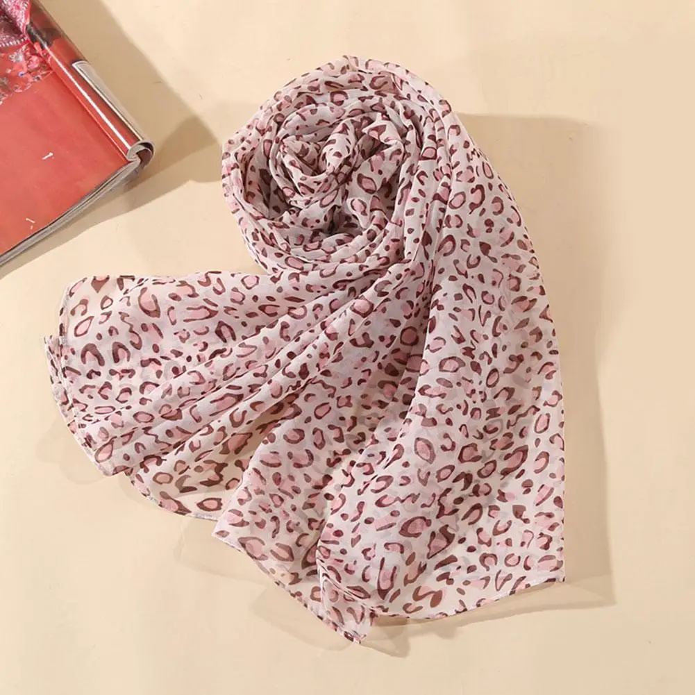 Chal con estampado de leopardo para mujer, bufandas largas y anchas de gasa, accesorios de disfraces musulmanes, envolturas de Hijab para primavera