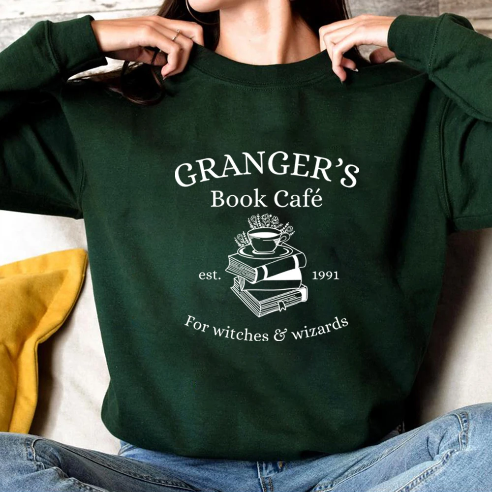 HP Granger Book Cafe Sweatshirt Magic Wizard Shirt Witch School Sweater Bookish Tee Fall Sweatshirts Birthday Gift for Lover