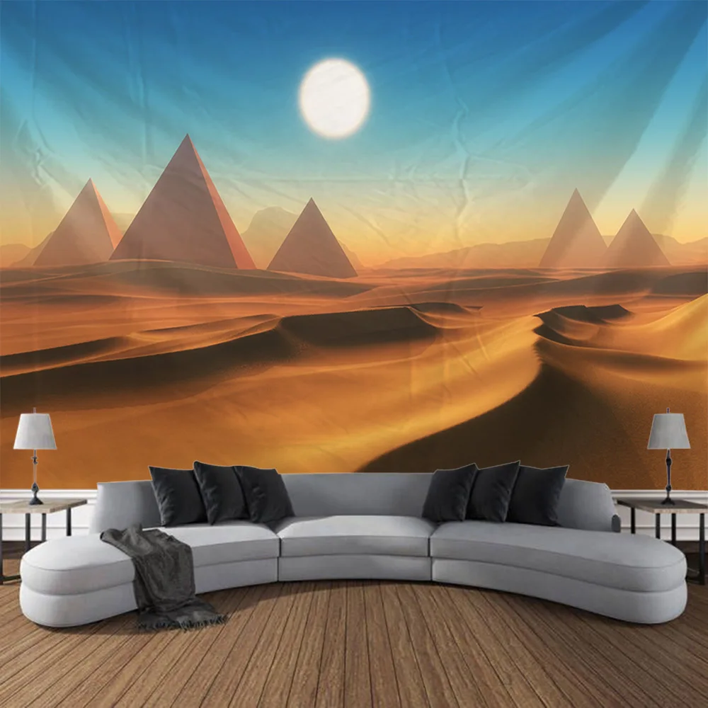 Ancient Egyptian Pyramid Landscape tapestry Mysterious Desert Starry Sky Wall Hanging Home Dormitory Wall Art Decoration