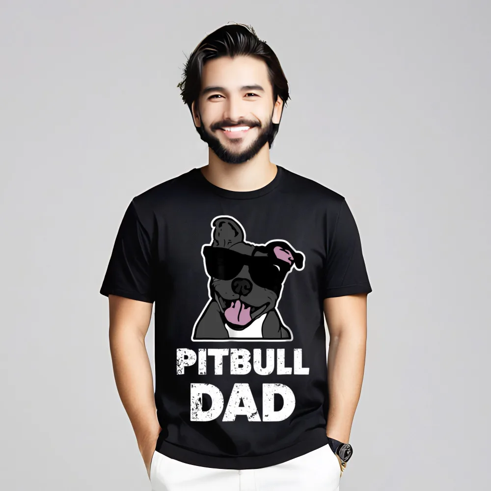 

Мужская рубашка Pitbull Dad, специальная мужская футболка с круглым воротником и коротким рукавом, топы и футболки из 100% хлопка, идея подарка, футболки