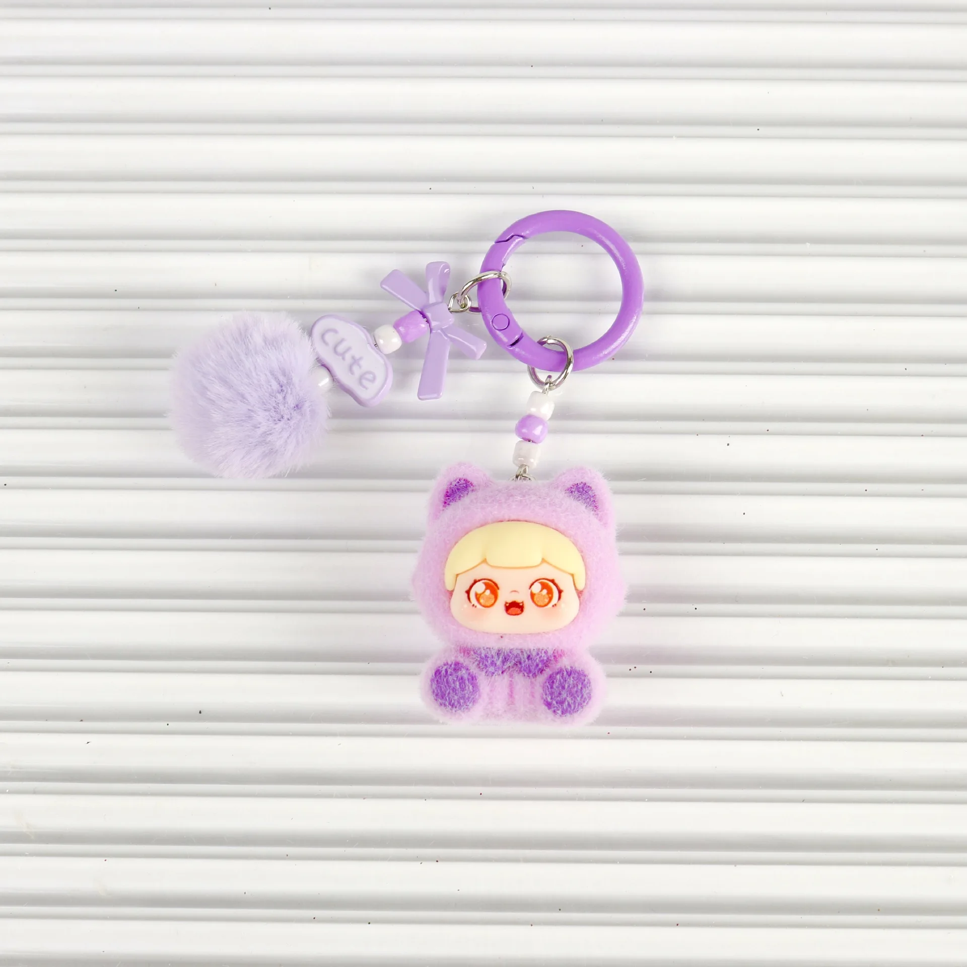 1PCSCat يجلس فتاة لعبة عصرية لطيف تمثال المفاتيح #4