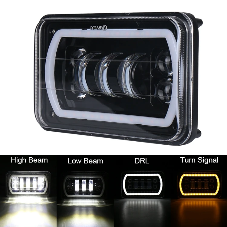 4X6 Inch LED Light Lamp DRL Headlight Crystal Clear Hi-Lo Beam DRL Light for Truck