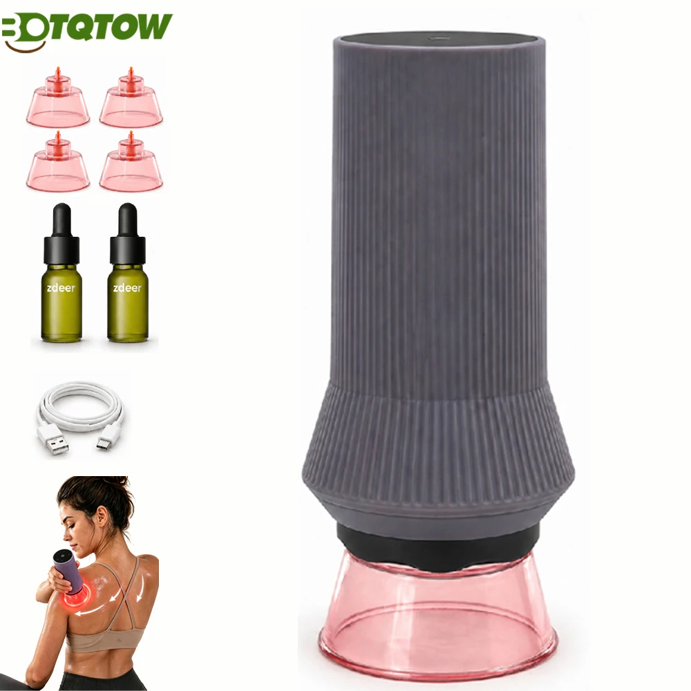 ZDEER Cupping Set,Electric Cupping Kit for Massage Therapy,Lymphatic Drainage Massager with Heat,6 Levels,4 Cups,2 Essential Oil