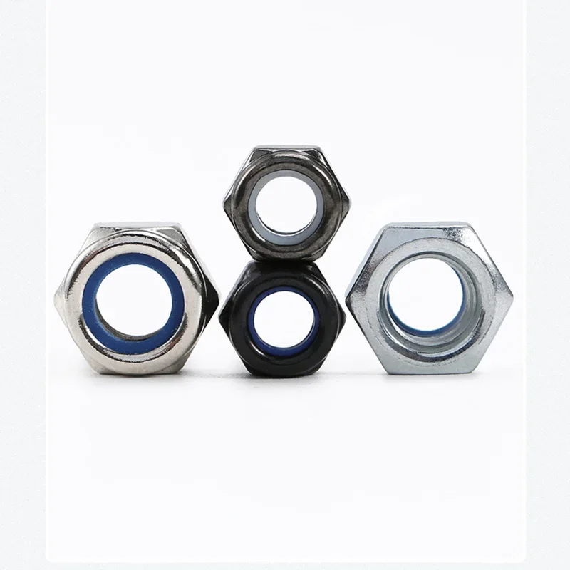 M2 M2.5 M3 M4 M5 M6 M8 M10 M12 M14 M16 Carbon Steel Metric Nylon Anti-Loosening Nut Self-Locking Non-Slip Hexagonal Hex Nut