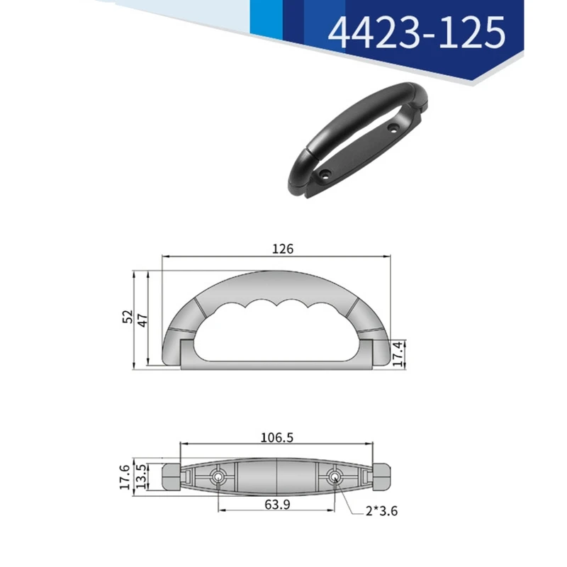 Black Plastic Luggage Handle Grip Side Carrying Pull Easy to install